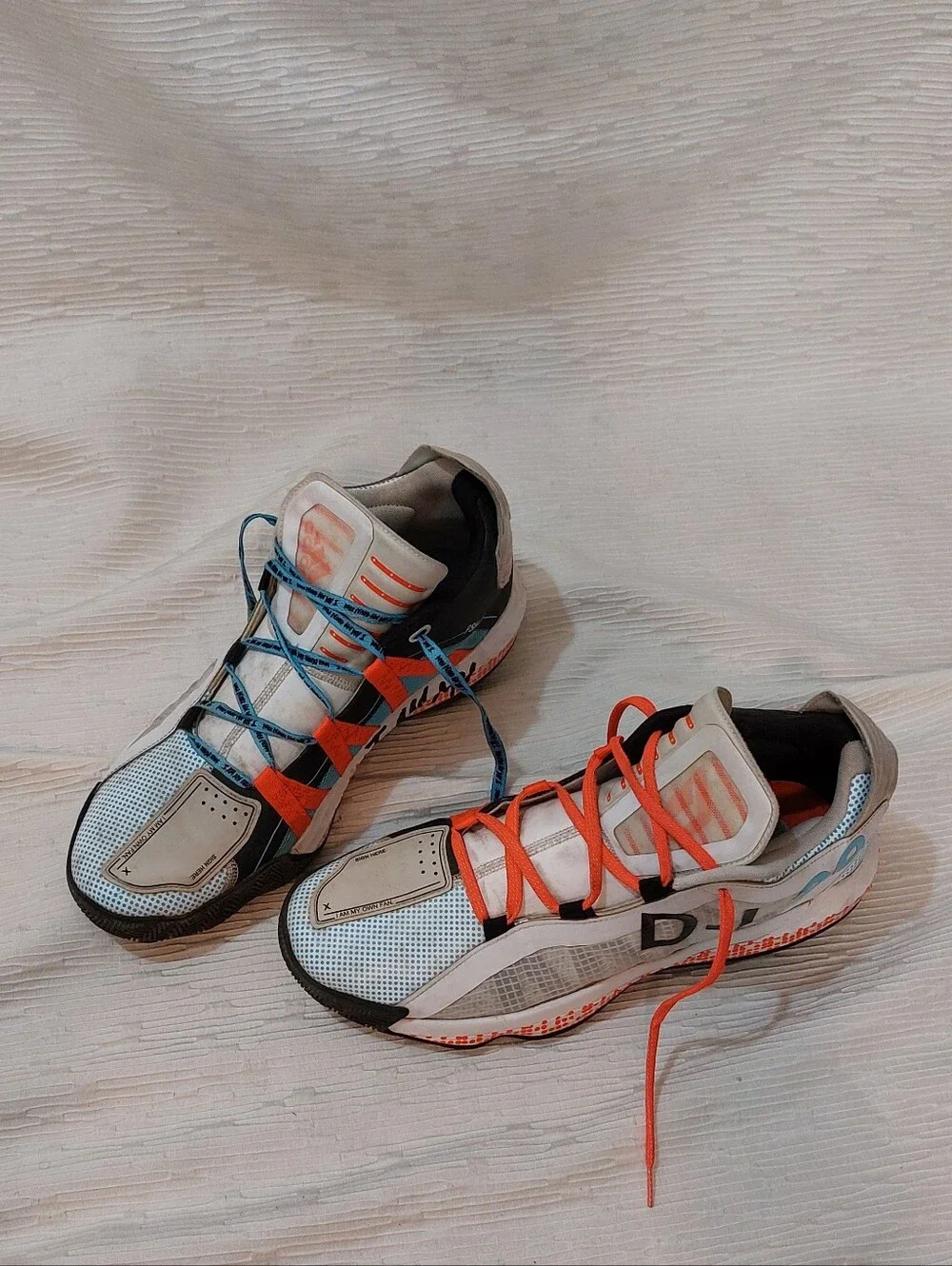 adidas Pusha T × Dame DL90 White Blue Orange Athletic Shoes Size 13